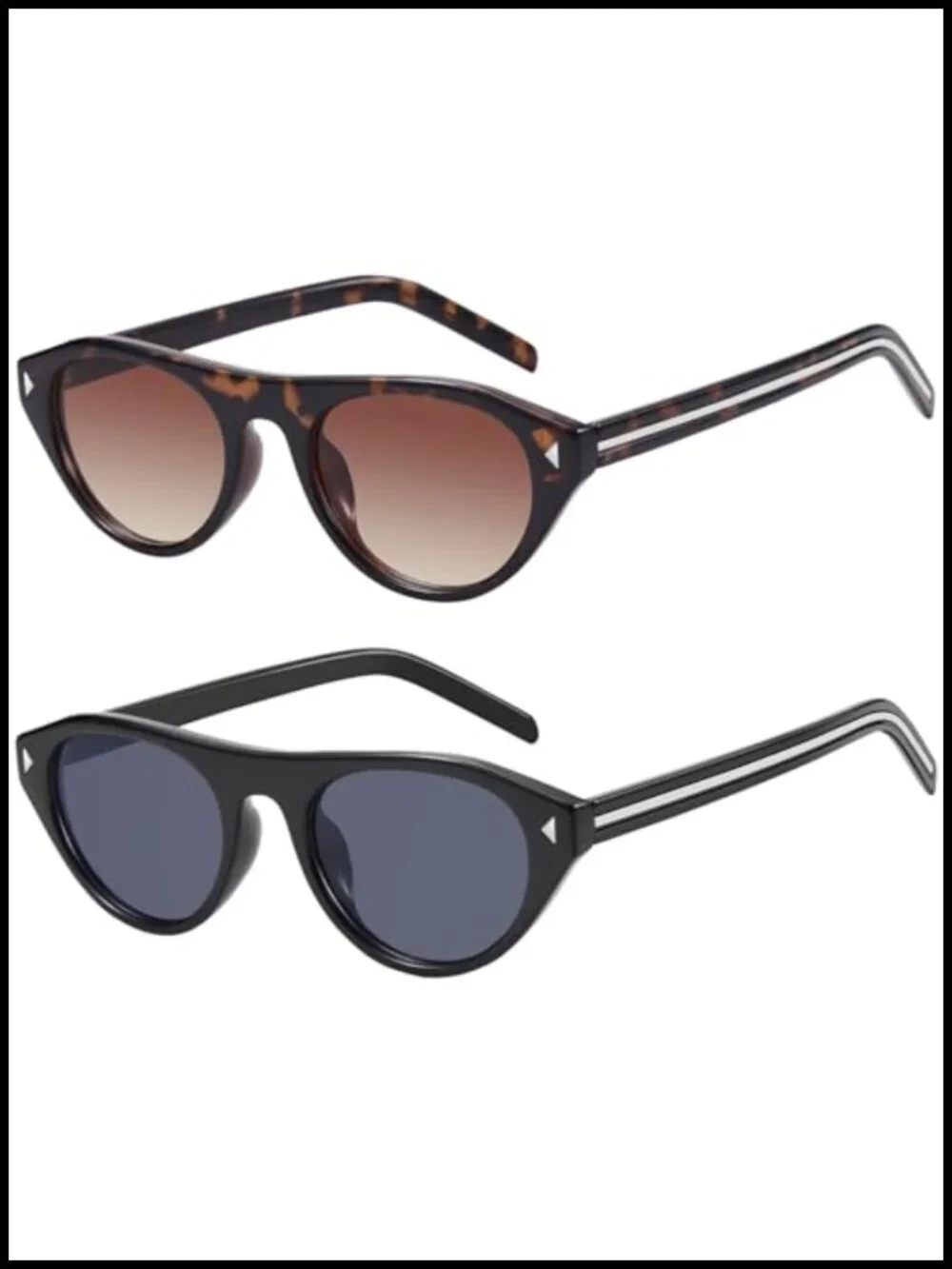 Retro Oval Cat Eye Sunglasses UV400 Protection Narrow Frame